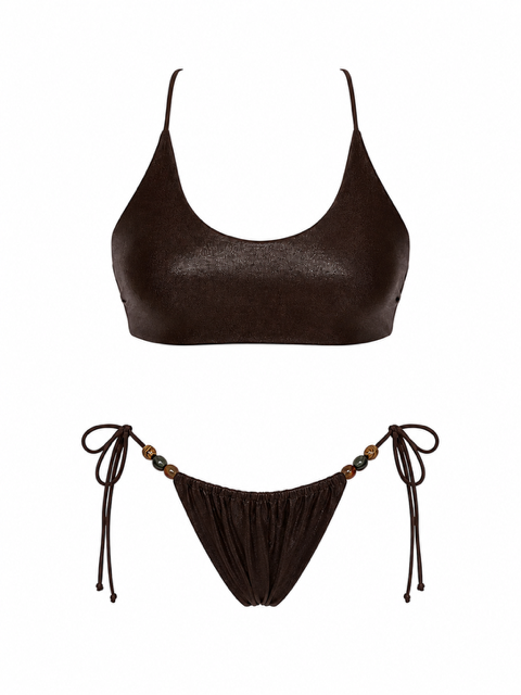 MADE FROM SCRAPS | Sporty String Bikini Set - Brownie