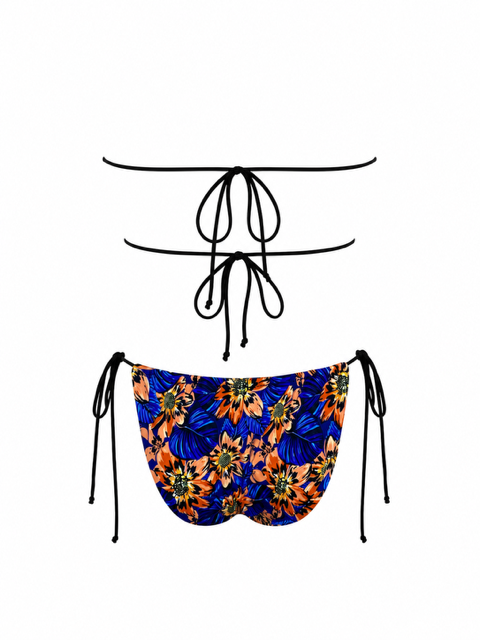 MADE FROM SCRAPS |  Bandeau String Bikini Set - Navy/Peach Floral Print