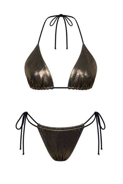 MADE FROM SCRAPS | Double Tie Cheeky String Bikini Set - Yellow Gold