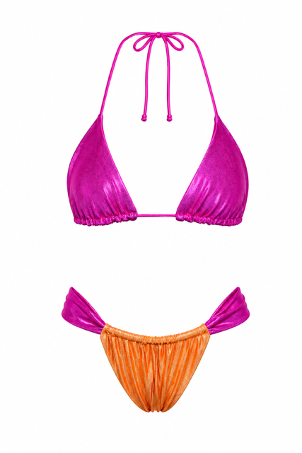 MADE FROM SCRAPS | Classic Sliding Bikini Set - Hot Pink/Orange