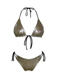 MADE FROM SCRAPS | Classic Front Tie String Bikini Set - Silver