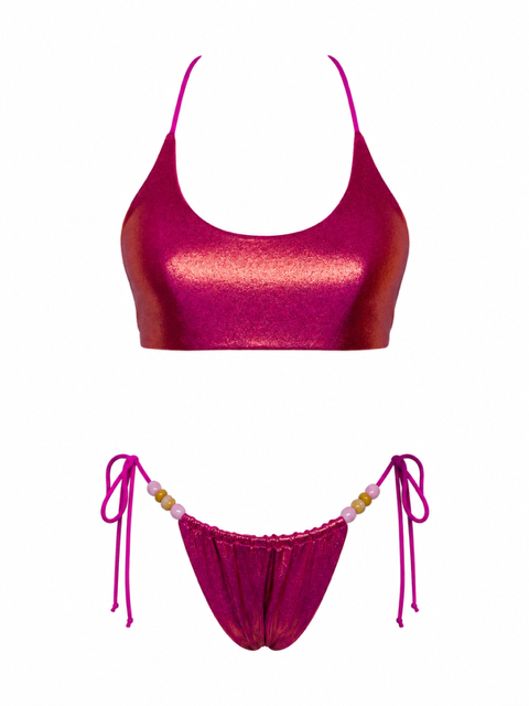 MADE FROM SCRAPS | Sporty String Bikini Set - Dragonfruit
