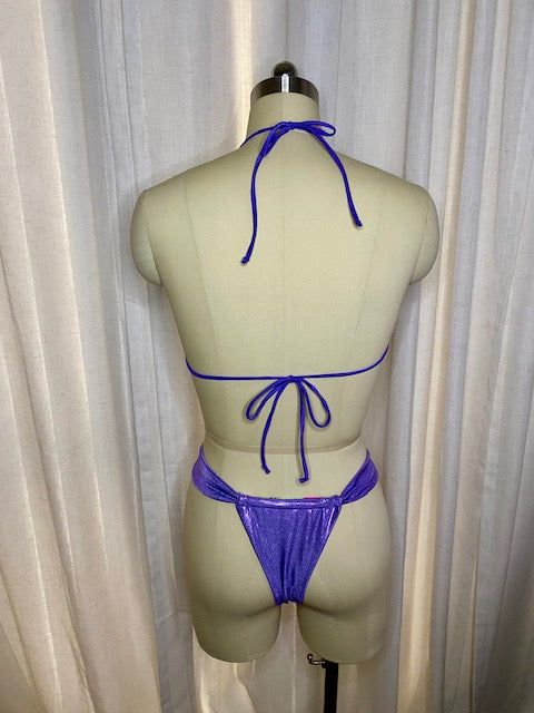 MADE FROM SCRAPS | Classic Cheeky Thong Sliding Bikini Set - Lavender